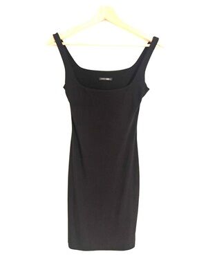 Papermoon Size S Black bodycon mini dress with square neckline and thin straps